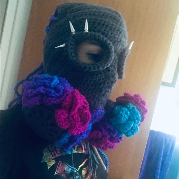 Handmade Crochet Flower Gas Mask - Picture 4 of 6